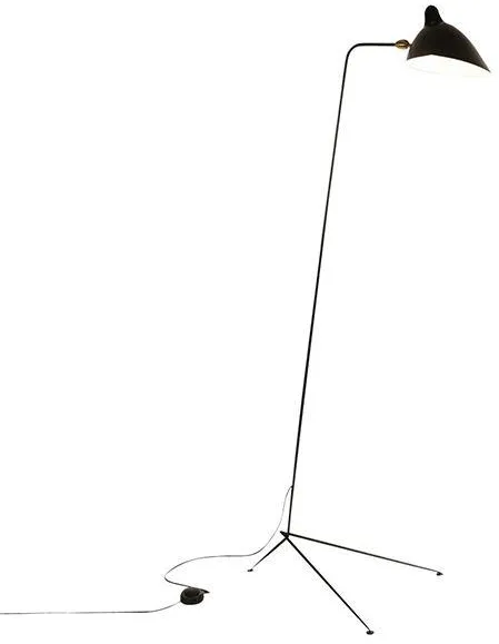 Serge Mouille Lampadaire 1 Droit Gulvlampe Svart & Messing