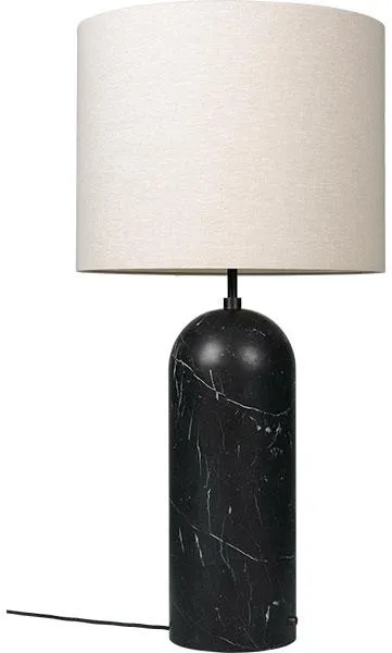 GUBI Gravity Gulvlampe Svart Marmor og Lin Skjerm XL Lav