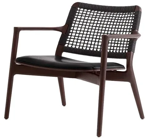 Vipp 488 Cabin Lenestol Svart Lær/Mørk Eik