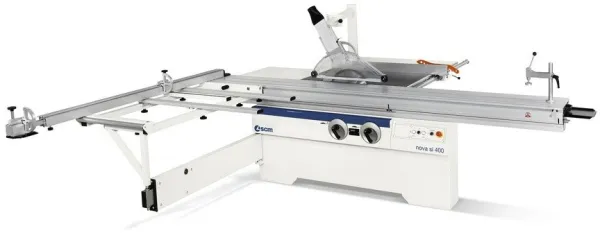 SCM Sirkelsag, SI 400 NOVA med vippbart blad og rullebord.